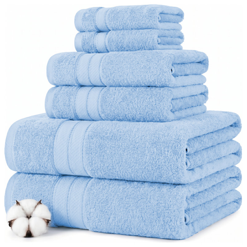 Fils modernes - Ensemble de 6 serviettes 100% coton peigné Spun Loft - Serviettes de bain, débarbouillettes et débarbouillettes - Super absorbant et à séchage rapide - 600 g / m² - Doux et moelleux