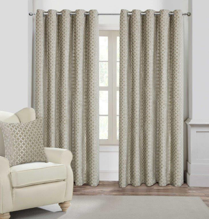 Anarah Semi Sheer Curtain Pair, Mink, 46cm Width x 72cm Drop