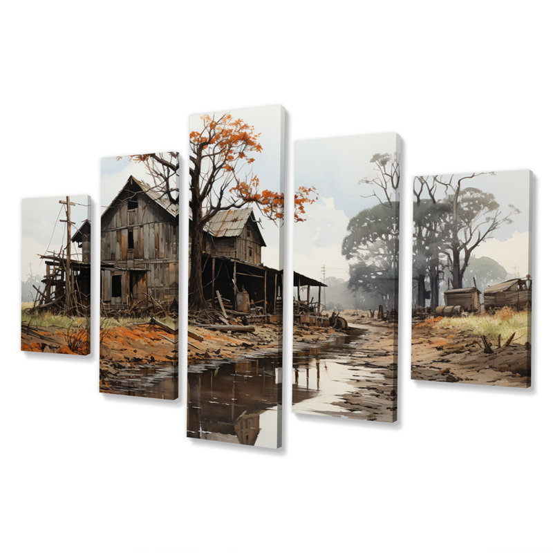 The Great Depression Achromatique I - Décoration murale Paysages - 5 panneaux