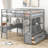Loft Bed with Built-in Desk with Two Drawers, and Storage Shelves and Drawers-542712032