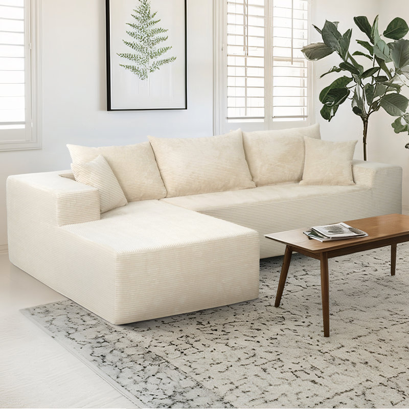 Pièce sans assemblage requis Canapé Cloud avec coussin, Velours côtelé beige