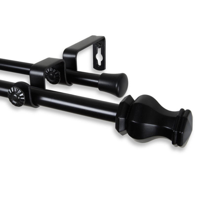 Tringle à rideaux double Gallager, De 28 po à 48 po de largeur, Noir
