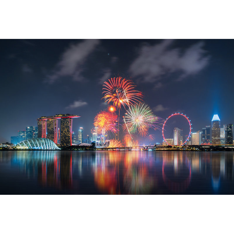 Singapore National Day by Tampatra - Wrapped Canvas Print, 20cm H x 30cm W