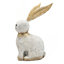 Figurine 13,8 x 6,1 x 20,9 po en forme de lapin en magnésium blanc avec oreilles en fer doré