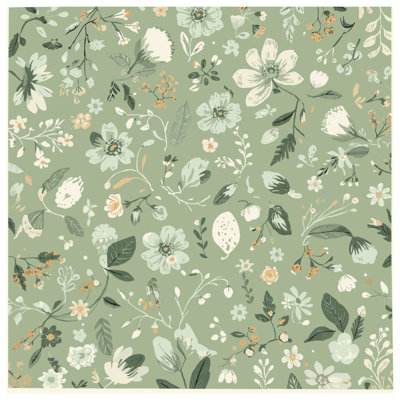 Green Floral Pattern Wall Tapestry - Flowers Wall Decor