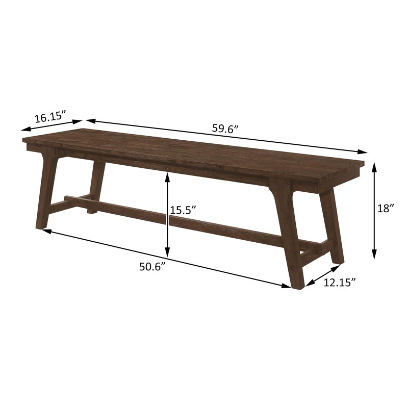 Egons Solid Wood Dining Bench in Brown