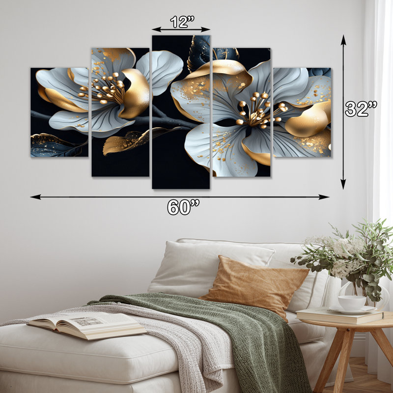 Or et gris au clair de lune Bloom Apple Blossom II - ensemble d'art sur toile Apple Blossom