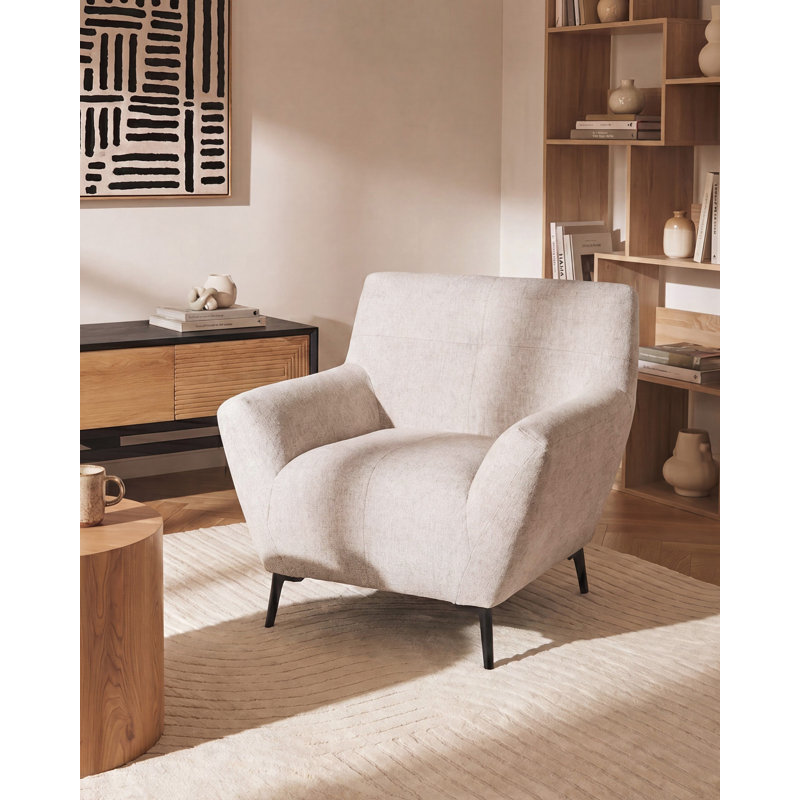 Charen Upholstered Fabric Armchair, Beige