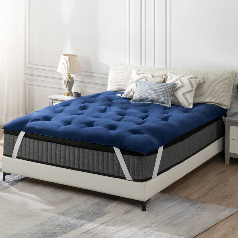 Surmatelas en duvet synthétique Warran, Complète, Bleu