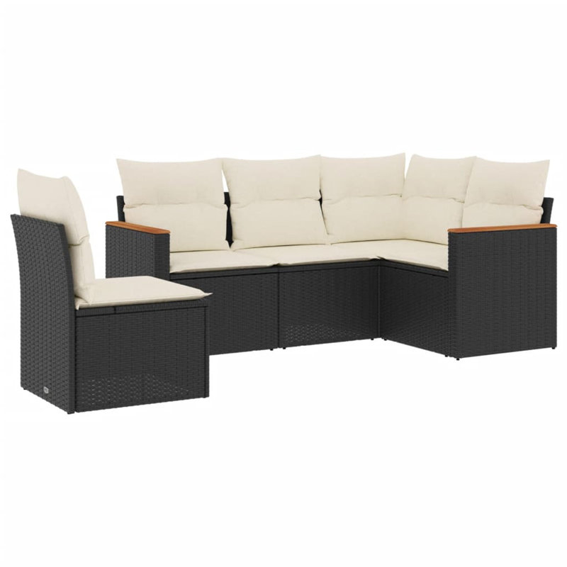 Ensemble de canapé de jardin en rotin PE noir 5 pièces Vidaxl
