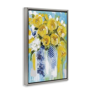 Cadre flottant Sunshine Yellow Flowers, design par Amanda Brooks