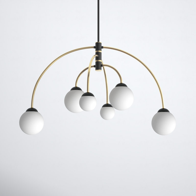 Everard 6-Light Chandelier in Matte Black/Brass, Matte Black/Brass