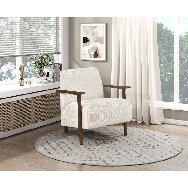 Chaise d'appoint en velours côtelé de conception moderne avec coussins de salon en bois massif, Beige