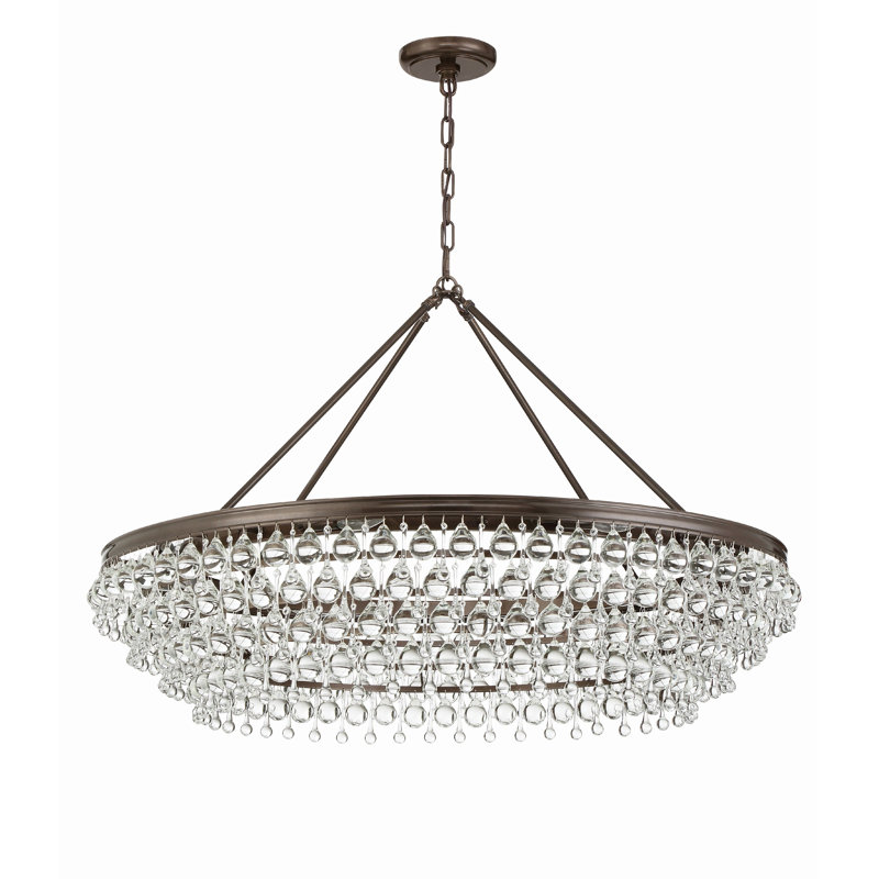 Freddy 8 - Light Unique Tiered Chandelier with Glass Accents, Vibrant Bronze