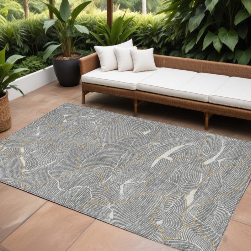 Tapis intérieur gris lavable abstrait 9 pi x 12 pi HomeRoots