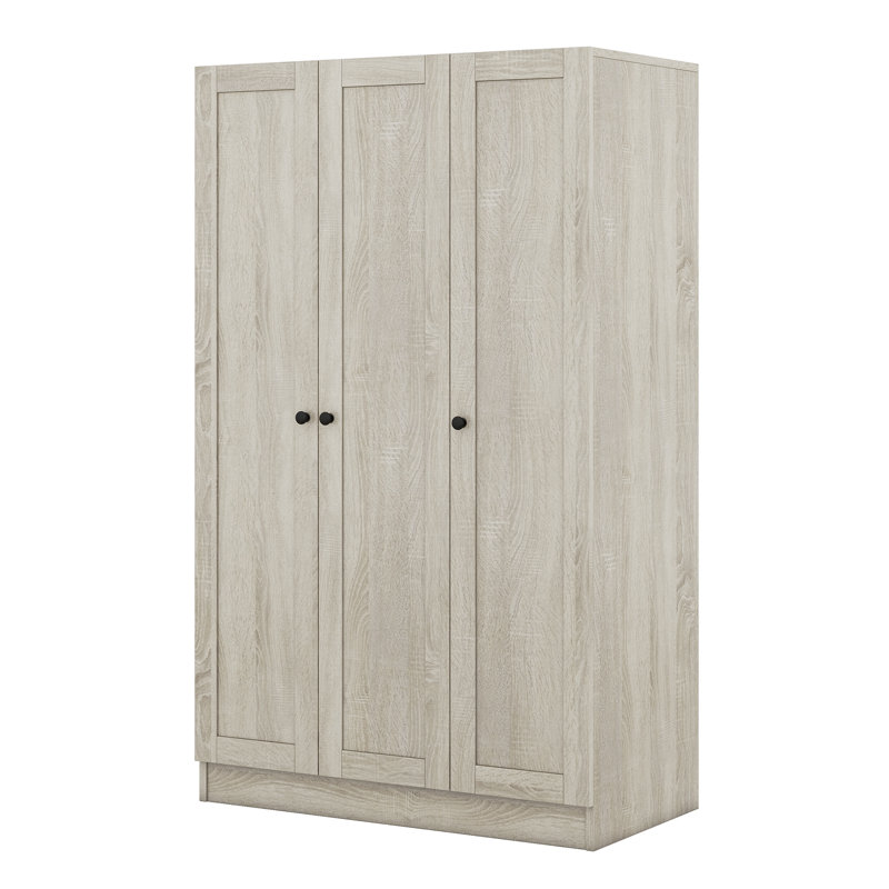 Armoire de rangement moderne à 3 portes avec tablettes et rail de suspension - gris, Gris