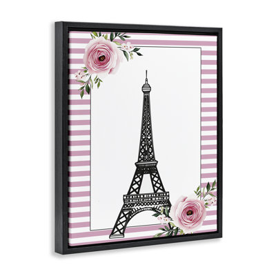 Cadre flottant Parisian Tower & Roses, design par Christine Simpson Art