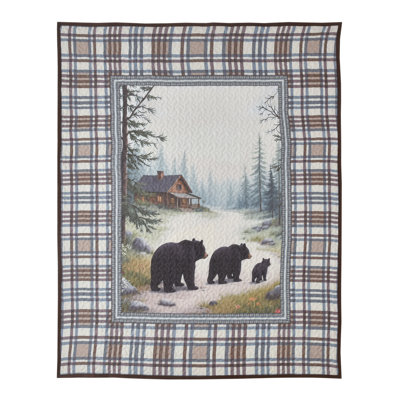 COUETTE JETÉ COUVERTURE OURS FAMILLE CABANE SENTIER