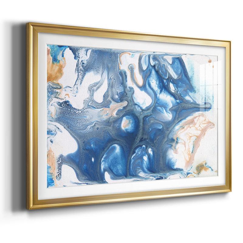 Dancing Blue II-FramedFramed Print W Beveled Matt and Glass, Or, H 30 po x l 44 po x P 1,5 po