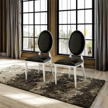 Amity Upholstered King Louis Back Side Chair (Set of 2) Willa Arlo Interiors Frame Color: Silver, Upholstery Color: White