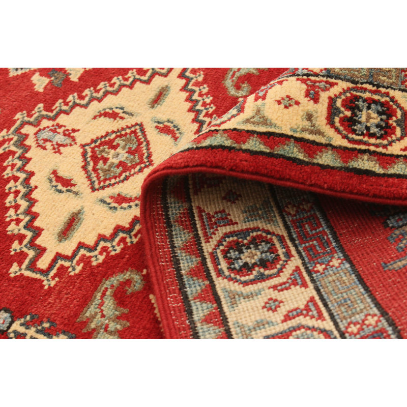 Tapis de couloir en Tapis décoratif laine rouge 2 pi 6 po x 9 pi 5 po de conception unique noué à la main New Age Finest