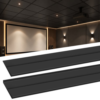 BaseNoir 96 Sq.ft Snap‑On T‑Bar Black Ceiling Grid Cover Kit