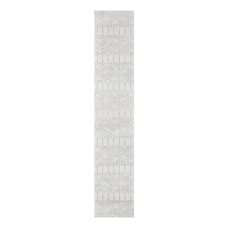 Tapis ivoire à motif géométrique ivoire d'Igon, Tapis de couloir 2 pi 11 po x 16 pi