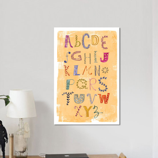 « alphabet », art textuel sur toile tendue, H 60 po x l 40po x P 1,5 po, Toile tendue, Pas de tapis