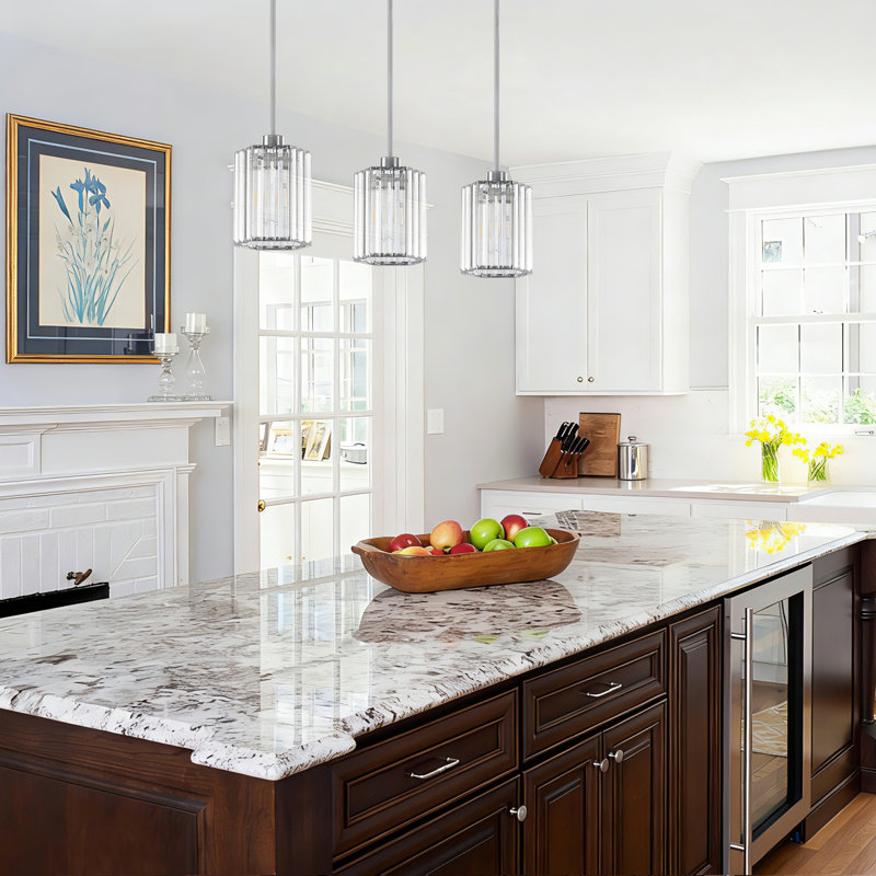3 Pack Crystal Pendant Lighting For Kitchen Island, Chrome