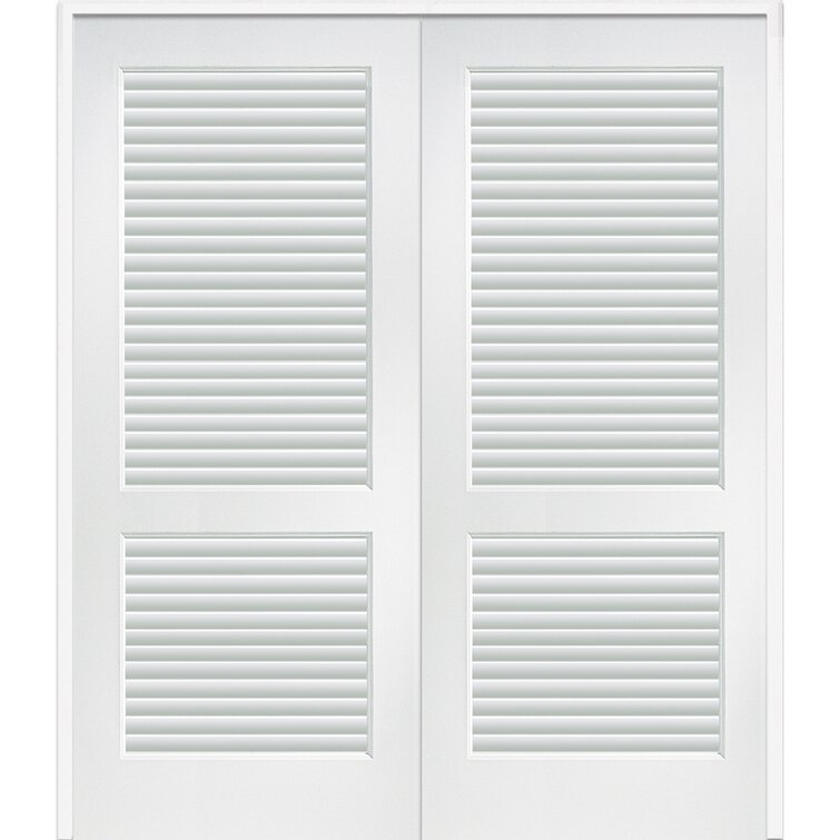 Kimberly Bay 28 in. x 80 in. Plantation Louvered Solid Core White Wood Interior Closet Bi-Fold Door