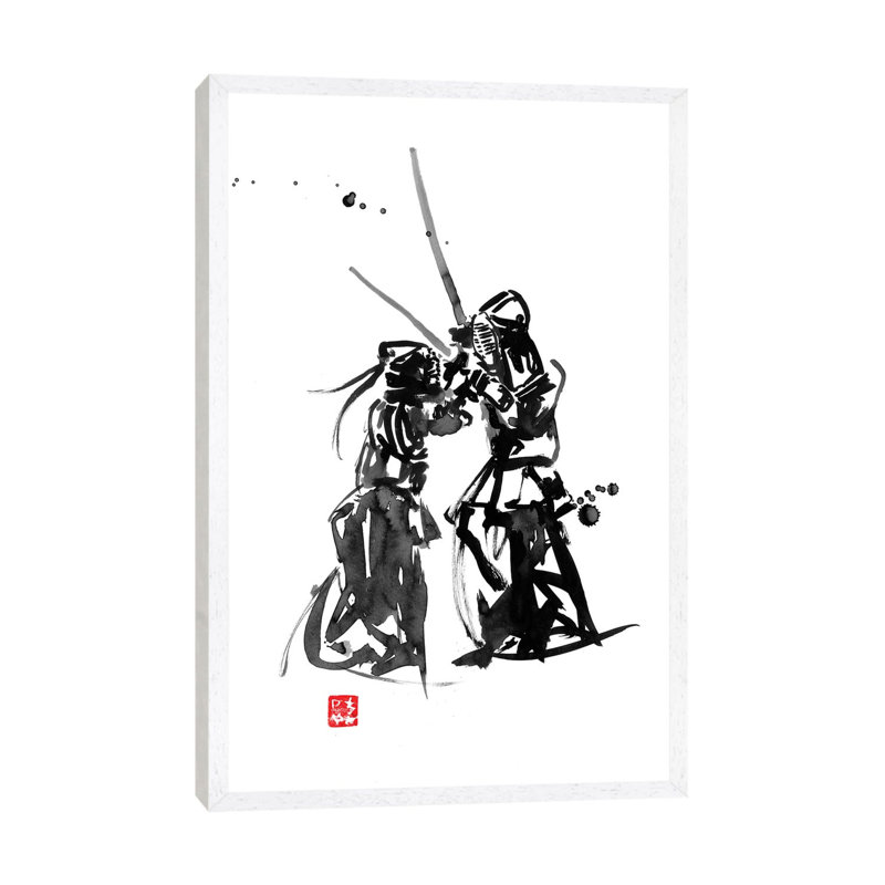 Kendo by Péchane - Print on Canvas, White Framed, 101.6 cm H x 66.04 cm W
