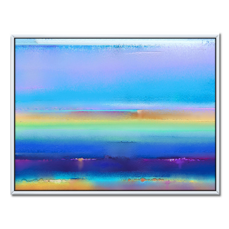 «Landscape Pendant Sunset Summer Impression», reproduction d'impression sur toile, Toile blanche encadrée