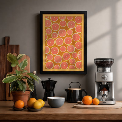 Citrus Slices Pattern Retro - Framed Print