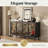 60.3" American Retro 4-Door Buffet Cabinet with Glazed Tropical Glass Doors - Black Wood & Metal Storage Console for Living Room, Dining Room, Bedroom