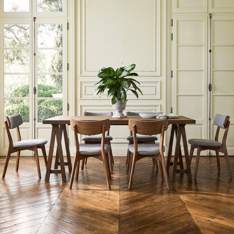 Ensemble repas pour 6 personnes, Gris foncé, Noyer