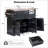 Farmhouse Kitchen Island with Beaded Drape, Power Outlets, and Rolling Wheels, Ample Storage and Drop Leaf Design for Versatile Use-1009305733