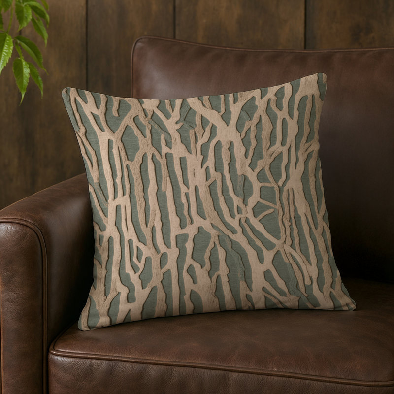Coussin d'intérieur et d'extérieur, Carré 20 po, Beige / abstrait 2