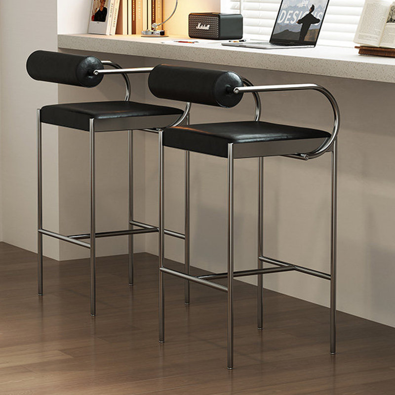 Chaise d'appoint noire à dossier bas (ensemble de 6), 6, 25.59"