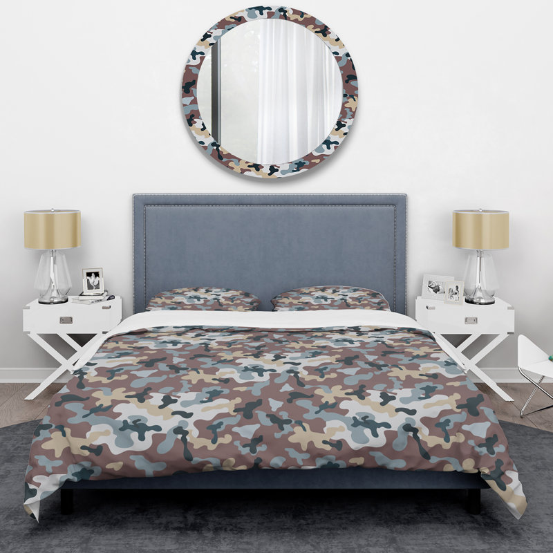 Brown Desert Camouflage Polyester Camouflage Duvet Cover