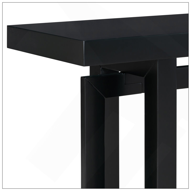 59.1'' Painted Entryway Table With Pine Veneer,Unique Triple Rectangle Design Console Table With Thick Pine Wood Legs,Extra Long Sofa Table Versatile For Hallway, Living Room,Kitchen