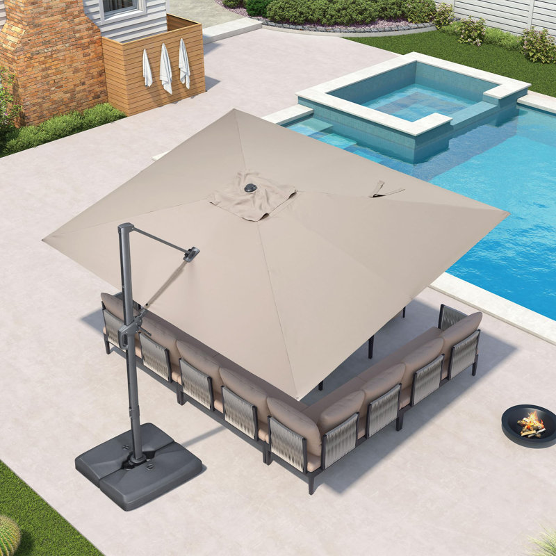 Parasol en porte-à-faux 120 po Neamiah, Beige