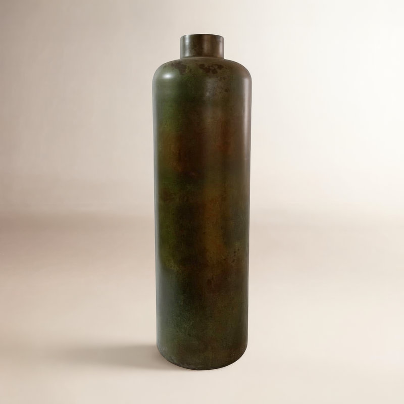 Kashandra Large Iron Green Patina Vase, 30.7" H x 9.7" W