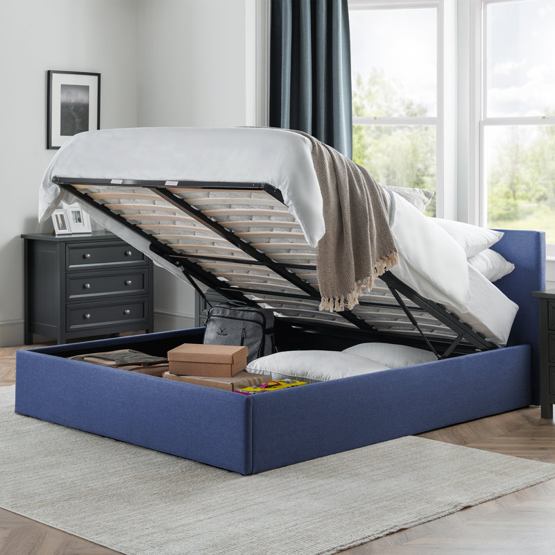 Lilianna Upholstered Bed, Double (4'6), No Mattress, Blue