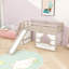 Lit mezzanine simple bas avec escalier de rangement, glissade et éclairage multicolore-934843604