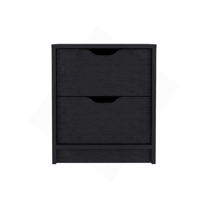 Basilea 2 Drawers Nightstand , End Table, Side Table Pull Out System -Black, Black