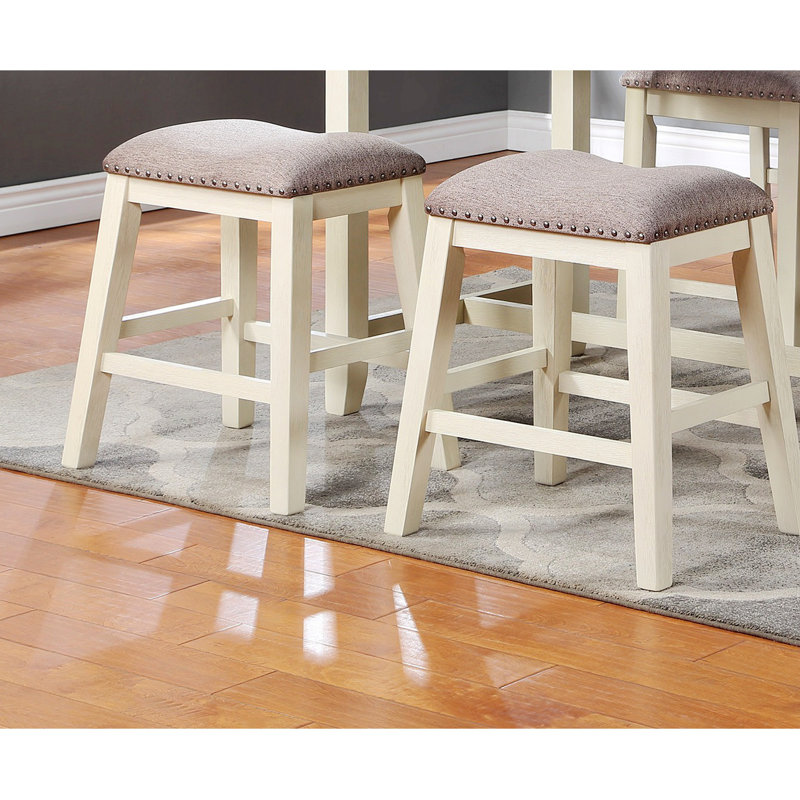 Ensemble de 2 tabourets de hauteur de comptoir Modern Modern, Blanc crème, Crème