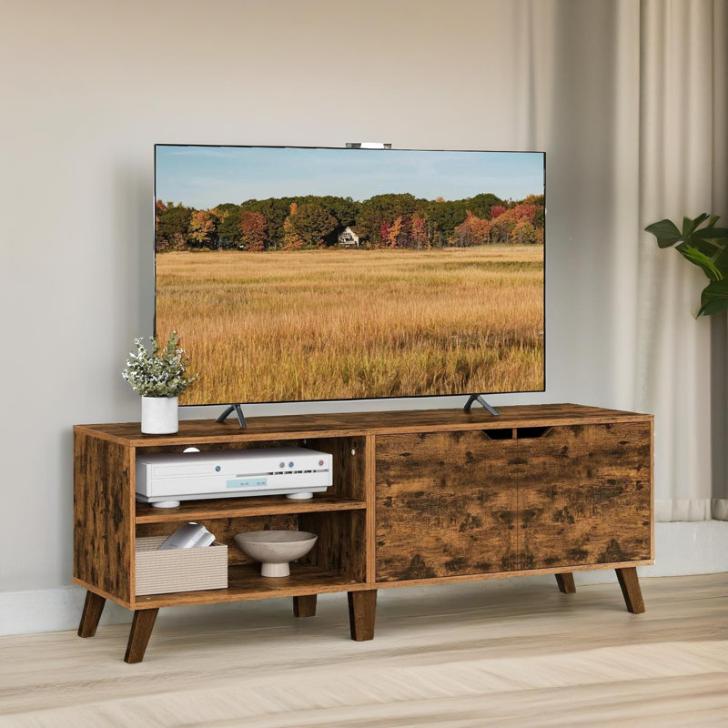 Airabelle Rustic Industrial TV Stand for TVs up to 65" with Storage Shelves Living Room