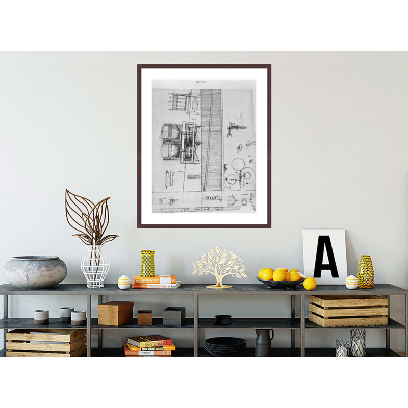 Fol. 392r-a from the Codex Atlanticus 1478-1518 (pen &amp; ink on paper) by Leonardo da Vinci -Framed Giclee Print