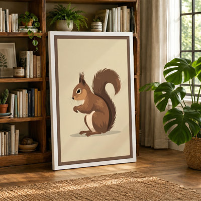 Upright Squirrel Botanical - Wrapped Canvas
