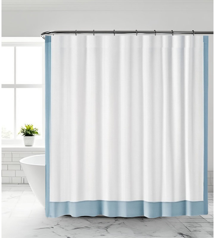 Rideau de douche en coton recyclé, Bleu